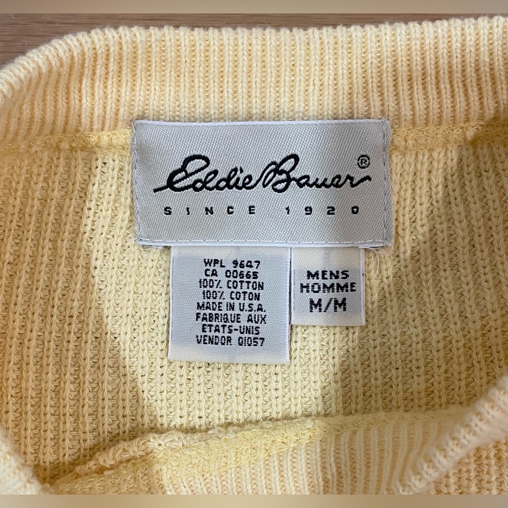 Eddie Bauer 100% Cotton Yellow Crewneck Sweater Mens Size M - Picture 3 of 5